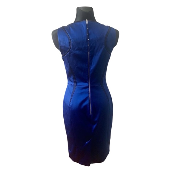 KAREN MILLEN size 10 stunning cobalt blue satin dress with detailing - Picture 2 of 9